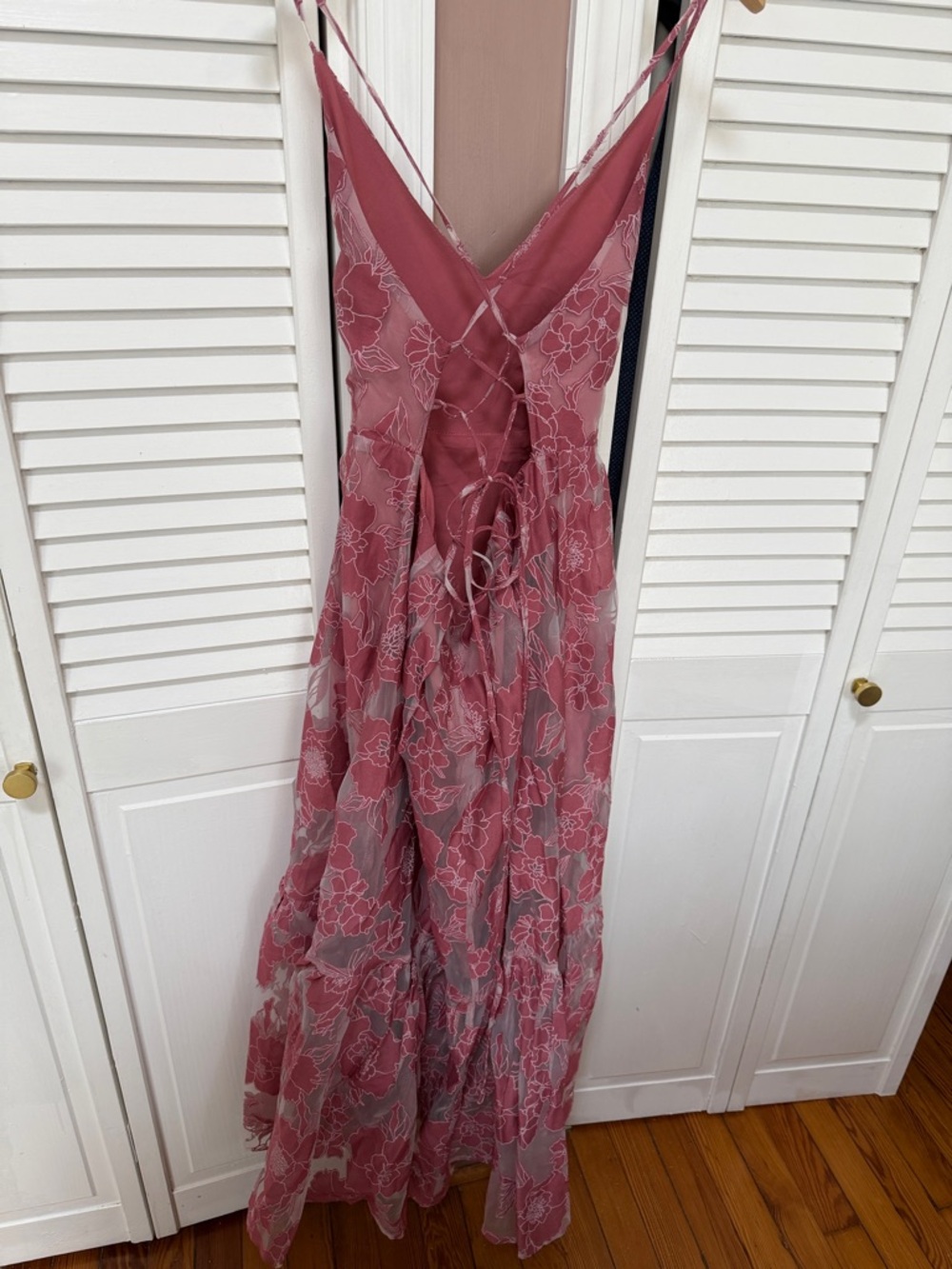 Lulu's Dusty Rose Floral V-Neck Maxi Dress - Picture 5 of 6